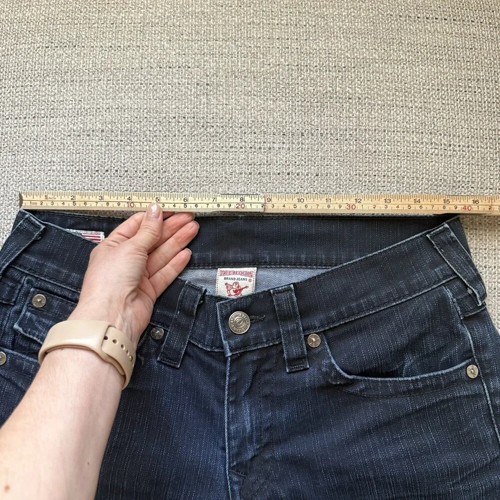 True Religion Ricky World Tour Men’s 32 Fit 31 Dark Wash Flap Pocket USA Raw Hem